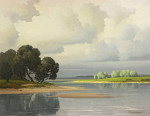 ₴ Репродукция пейзаж от 247 грн.: Сосны на берегу реки