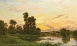 ₴ Картина пейзаж художника от 169 грн.: Закат в Помпю-сюр-Сен