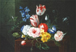 ₴ Репродукция натюрморт от 198 грн.: Цветы на тарелке покоятся на выступе