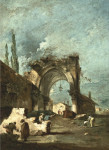 ₴ Картина городской пейзаж известного художника от 153 грн.: Каприччио с фигурами возле руин арки