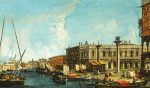 Городской пейзаж: Вид набережной Моло от басейна Сан Марко с площадью и входом в Гранд канал