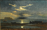 ⚓Репродукция морской пейзаж от 277 грн.: Неаполитанский залив в лунную ночь, Кастель дель Ово в отдалении