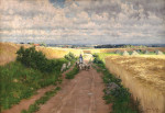 Пейзаж: Девочка пастушка в летнем пейзаже