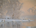₴ Репродукция пейзаж от 235 грн.: Зимний пейзаж с замершим озером