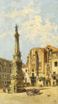 ₴ Репродукция городской пейзаж от 187 грн.: Карета на площади Сан-Доменико Маджоре, Неаполь