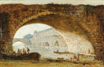 Пейзаж: Фантазийный вид Лувра через арку моста