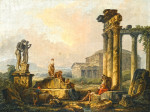 ₴ Репродукция пейзаж от 317 грн.: Пейзаж с пастухами среди руин, статуя Кастора и Поллукса, в отдалении Пантеон