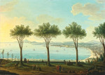 Пейзаж: Вид Неаполитанского залива с юга, корабль семьи короля Бурбона на переднем плане