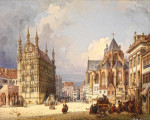 ₴ Картина городской пейзаж художника от 193 грн.: Рыночная площадь Левен