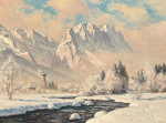 ₴ Картина пейзаж художника от 181 грн.: Зимнее утро в Гармиш с горы Веттерштайн