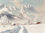 ₴ Картина пейзаж художника  от 180 грн: Зимнее утро в Гармиш