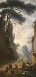 ₴ Репродукція краєвид від 198 грн.: Каприччіо з видом на Рим, фігури з амфорами, піраміда Муція Сцеволи на віддалі