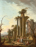 ₴ Купити репродукцію краєвид відомого художника від 247 грн.: Каприччіо з селянами на передньому плані