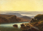 ₴ Репродукция картины пейзаж от 175 грн: Шотландский пейзаж с рыбаком на берегу