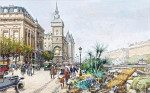 ₴ Репродукция городской пейзаж от 269 грн.: Цветочный рынок на набережной Сены