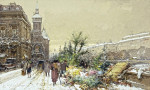 ₴ Репродукция городской пейзаж от 261 грн.: Цветочный рынок на набережной Сены