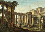 ₴ Репродукция пейзаж от 301 грн.: Фигуры отдыхают среди римских руин