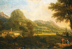 ₴ Репродукция пейзаж от 293 грн.: Горный пейзаж со стеной города слева
