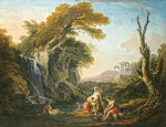 ₴ Картина пейзаж художника от 189 грн.: Классический пейзаж с купающимися женщинами у водопада