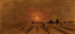 Пейзаж: Караван верблюдов в сумерках