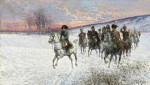 Купить картину бытовой жанр: Наполеон и офицеры пересекают заснеженное поле