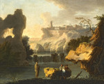 ₴ Картина пейзаж известного художника от 198 грн.: Нищий и другие фигуры в каприччио, вид водопада в Тиволи