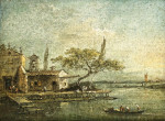 ₴ Картина городской пейзаж художника от 180 грн.: Вид на остров из Анконетты с башней Магнера в отдалении
