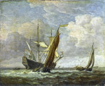 ⚓Репродукція морський краєвид від 259 грн.: Два малих судна та голландський мановар у бриз