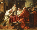 Бытовой жанр: Кардинал с монахами в библиотеке монастыря