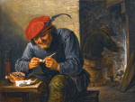 ₴ Репродукция бытовой жанр от 317 грн.: Крестьянин курит за столом