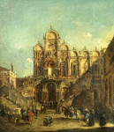 ₴ Картина городской пейзаж художника от 174 грн.: Вид на Кампо Санти Джованни Паоло во время благословения Папой в 1792 года