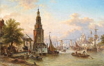 Городской пейзаж: Вид на старый канал Сханс с Монтелбансторен, Амстердам