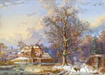 ₴ Репродукция картины пейзаж от 175 грн: Деревня зимой
