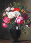 ₴ Репродукція натюрморт від 294 грн.: Квітковий натюрморт з різними трояндами у вазі