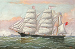⚓Репродукция морской пейзаж от 211 грн.: Британский барк "Вероника" на полных парусах отплывает от маяка South Stack