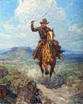 ₴ Репродукция бытовой жанр от 242 грн.: Ковбой с лассо на коне