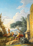 Пейзаж с беседующими фигурами возле классических руин