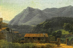 ₴ Репродукция пейзаж от 217 грн.: Итальянский пейзаж с деревней на холме