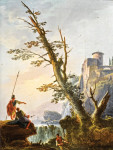 ₴ Картина пейзаж художника от 195 грн.: Рыбаки возле водопада