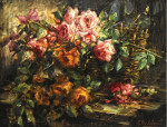 Натюрморт с розами в корзинке