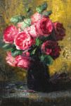 Натюрморт: Розовые розы в вазе