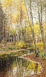Купить картину пейзаж художника от 134 грн: Осень в березовой роще