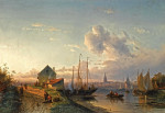 ₴ Репродукция пейзаж от 223 грн.: Вид голландской гавани на рассвете