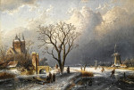₴ Репродукция пейзаж от 217 грн.: Зимний пейзаж с фигурами недалеко от замка