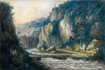 ₴ Репродукция пейзаж от 217 грн.: Скалистый пейзаж с рекой