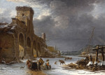 ₴ Репродукция пейзаж от 229 грн.: Зимний пейзаж, Тибр и Мульвиев мост, Рим