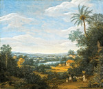 ₴ Картина пейзаж художника от 179 грн.: Бразильский пейзаж с рабочими, муравьедом и броненосцем