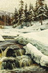 ₴ Репродукция пейзаж от 221 грн.: Зимний пейзаж с горой