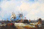 ⚓Репродукция морской пейзаж от 285 грн.: Колесный пароход снимается со швартовых на Темзе