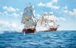 Морской пейзаж: Бой между "Ласточкой" и "Королевской фортуной" 5 февраля 1721 года